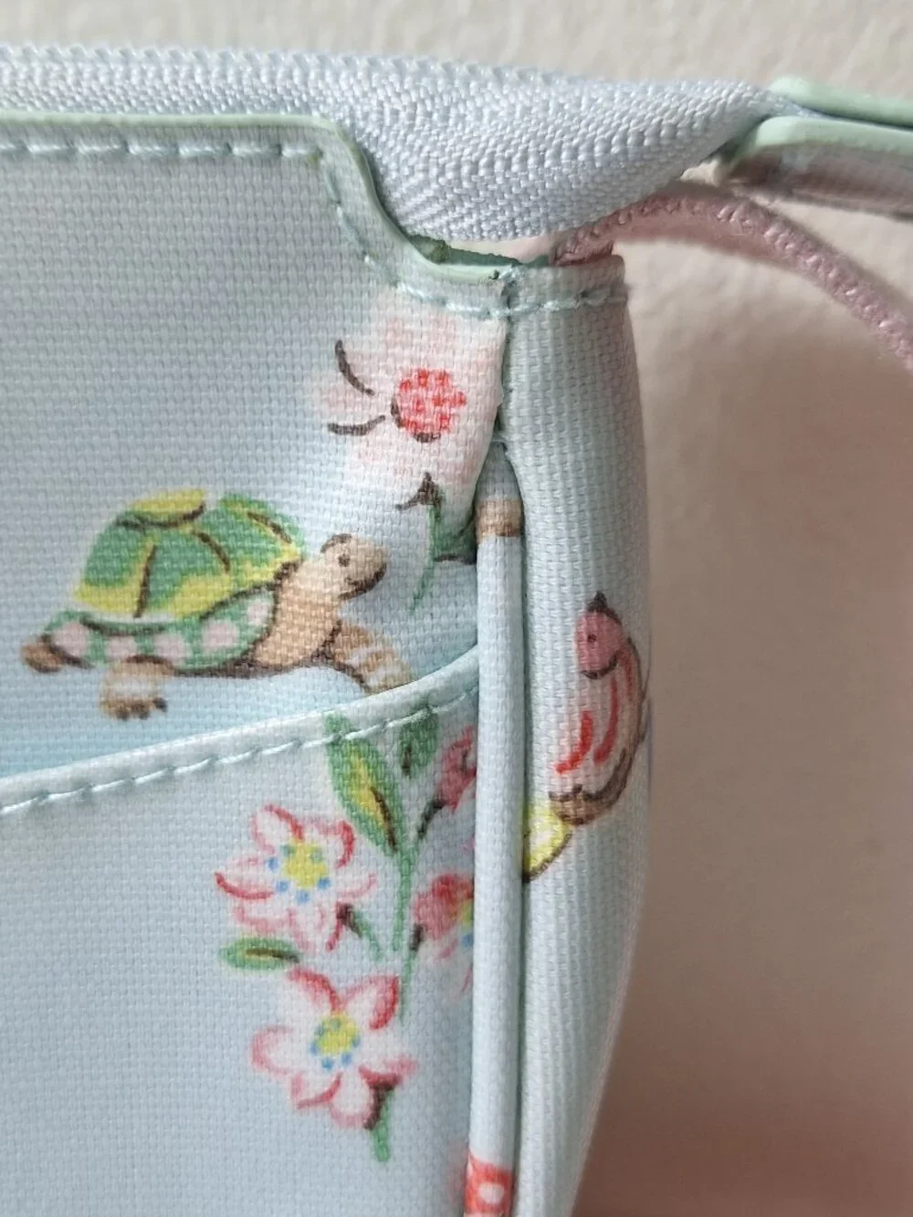 Cath Kidston Light Blue Floral Kids Crossbody Bag with Pink Strap